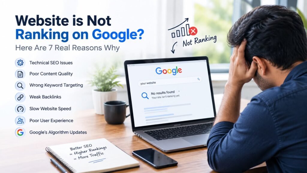 Website Not Ranking on Google - 7 Real Reasons and Fixes (2026 Guide) by Muhammed Ashir Blog image